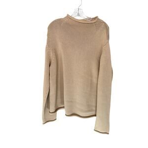 J.Crew Sweater Women's Cable Knit Mock Neck Beige Basic Casual Soft Cozy Large‎